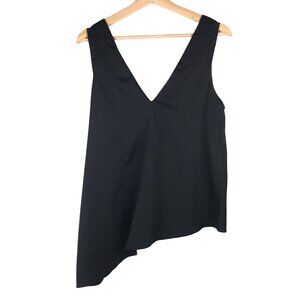 Topshop Black Sleeve-less Asymmetrical Hem Top Size 4